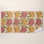 チータジャングルプラントグリーンコーラルグリーン ビーチタオル (正面)