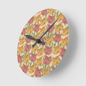 チータジャングルプラントグリーンコーラルグリーン ラウンド壁時計 (傾斜)