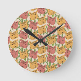 チータジャングルプラントグリーンコーラルグリーン ラウンド壁時計