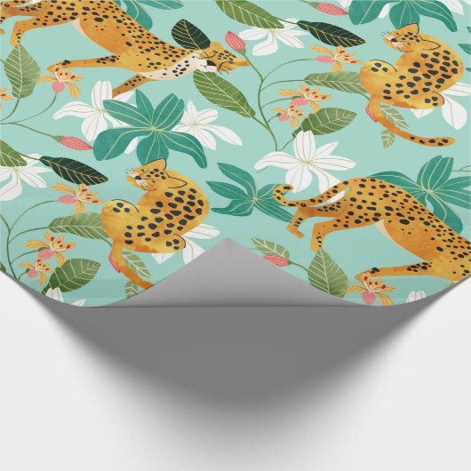 チータジャングル、野生動物の自然野生の猫の虎 ラッピングペーパー (角)
