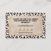 チータパターンと金ゴールドヴィンテージありがとう 名刺 (裏面)