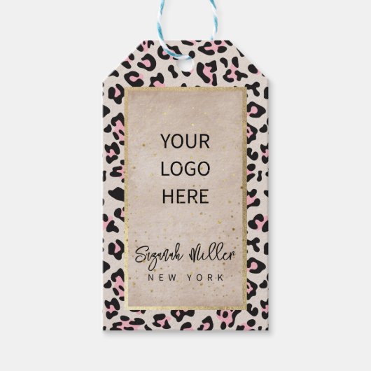 チータパターン及び金ゴールドヴィンテージ ギフトタグ (正面)