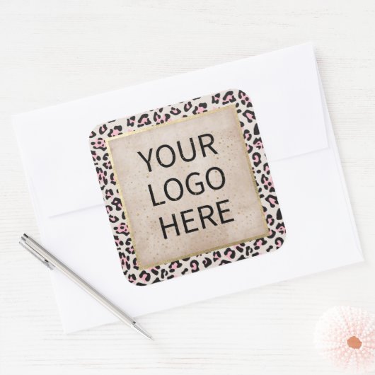 チータパターン及び金ゴールドヴィンテージ スクエアシール (封筒)