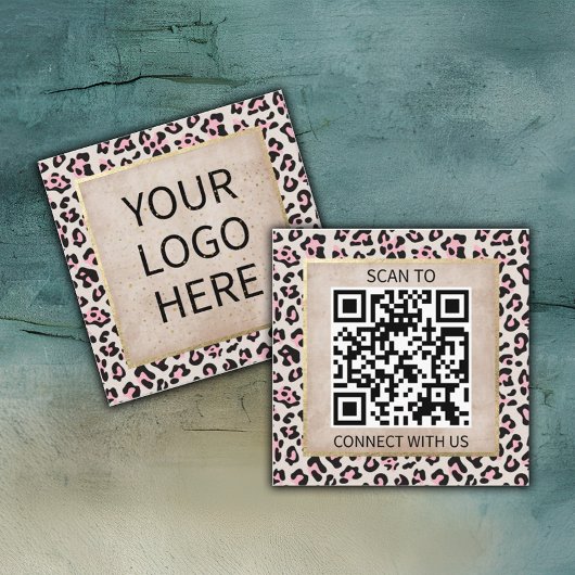 チータパターン及び金ゴールドヴィンテージ スクエア名刺