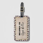 チータパターン及び金ゴールドヴィンテージ ラゲッジタグ (正面縦)