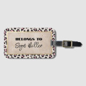 チータパターン及び金ゴールドヴィンテージ ラゲッジタグ (正面横)