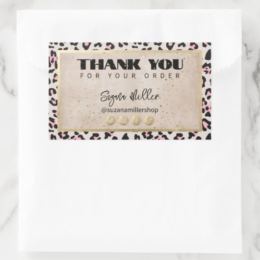 チータパターン及び金ゴールドヴィンテージ 長方形シール (バッグ)