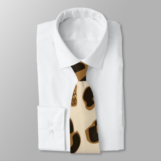 チータパターン(の模様が)あるグリッターデザイン ネクタイ (タイ)