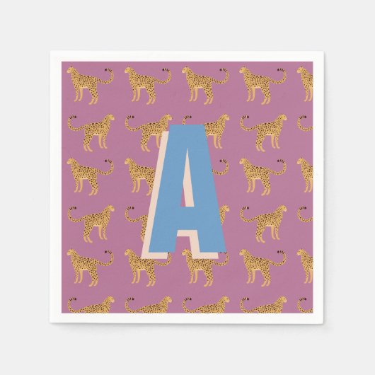 チータヒョウモノグラムの スタンダードカクテルナプキン (正面)