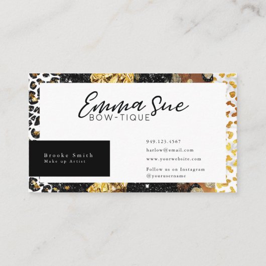 チータヒョウ印刷こんにちはゴージャスエレガント 名刺 (裏面)