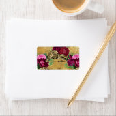 チータヒョウ赤バラフローラ花模様 ラベル (インサイチュ)