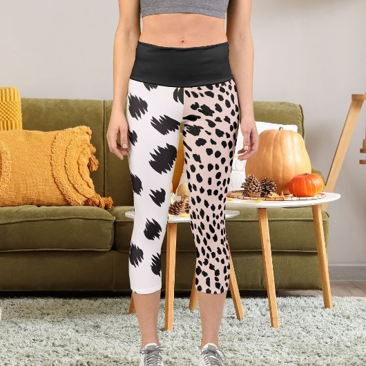 チータヒョウ野生動物キャットパターンスポットプリント カプリレギンス