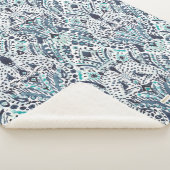 チータフレンドイカットトバルインディゴブルー シェルパブランケット (3/4)