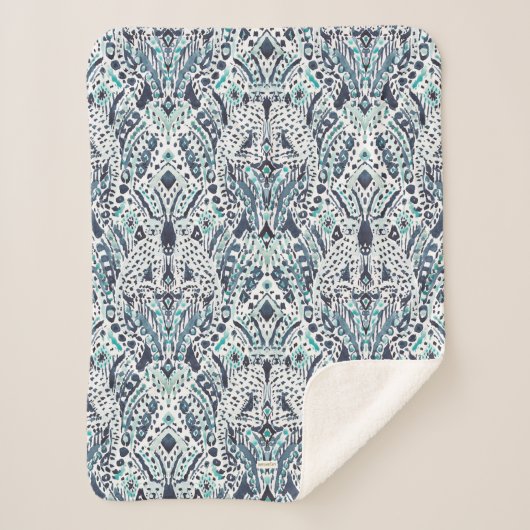 チータフレンドイカットトバルインディゴブルー シェルパブランケット (正面)