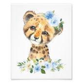 チータフ，サファリ，ジャングル，青い花，男の子の子供部屋 フォトプリント            (正面)