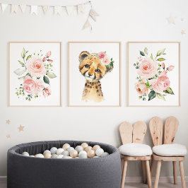 チータフ，サファリ，ピンクの花，女の子子供部屋