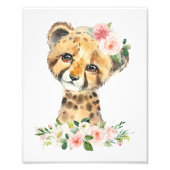 チータフ,サファリ,ピンクの花,女の子子供部屋 フォトプリント (正面)
