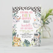 チータプリントすべてのパーティー動物を呼び出す誕生日 招待状 (スタンド正面)