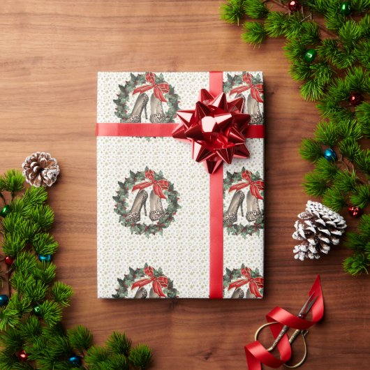 チータプリントスティレットリースラッピング紙 ラッピングペーパー (クリスマスギフト)