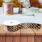 チータプリントパターンタンブラウン&ブラック サテンリボン