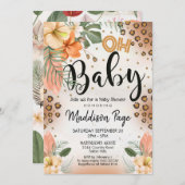 チータプリントベイビーシャワー招待状サファリベビー 招待状 (正面/裏面)