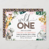 チータプリントワイルドワンサファリアニマルズ誕生日 招待状 (正面/裏面)