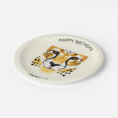 チータヘッドクローズアップイラストレーション名の誕生日 ペーパープレート (アングル)