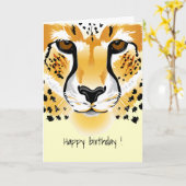 チータヘッドクローズアップイラストレーション誕生日 カード (黄色い花)