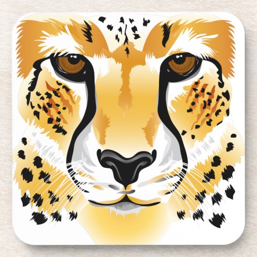 チータヘッドクローズアップイラストレーション コースター (正面)
