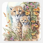 チータベビーとママのステッカー スクエアシール (正面)