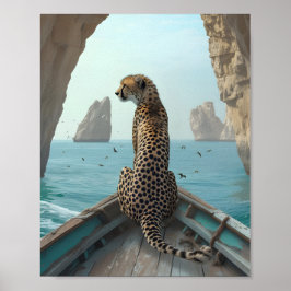 チーターが大海原を楽しむ 🌊 ポスター