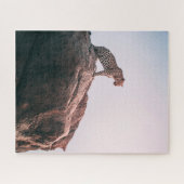 チーターが岩に座って大きな猫野生動物 ジグソーパズル (横)