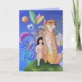 チーターとガールアートの共感サポート カード (正面)