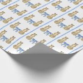 チーターとブルーの弓のラッピング紙 ラッピングペーパー (角)