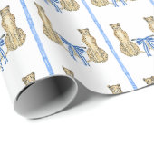 チーターとブルーの弓のラッピング紙 ラッピングペーパー (ロールコーナー)