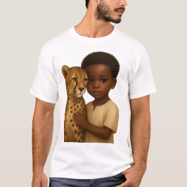 チーターと少年:野生と無垢の絆 Tシャツ
