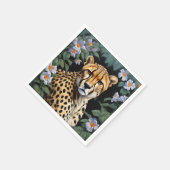 チーターと花 スタンダードカクテルナプキン (角)