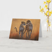 チーターのグリーティングカード カード (黄色い花)