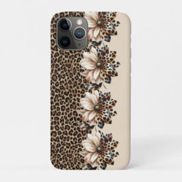 チーターの動物柄と花々 iPhone 11 PROケース