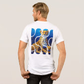 チーターの母と子 野生生物デザイン トライブレンドTシャツ (裏面全面)