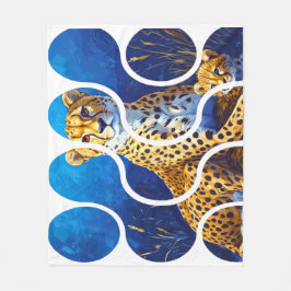 チーターの母と子 野生生物デザイン フリースブランケット