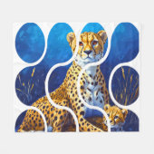 チーターの母と子 野生生物デザイン フリースブランケット (正面(横))