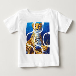 チーターの母と子 野生生物デザイン ベビーTシャツ