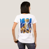 チーターの母と子 野生生物デザイン Tシャツ (裏面フル)