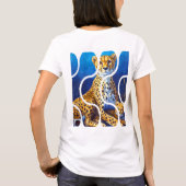 チーターの母と子 野生生物デザイン Tシャツ (裏面)