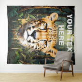 チーターの肖像とジャングルの背景 タペストリー (インサイチュ(横))