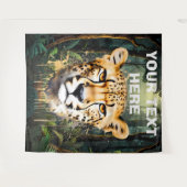 チーターの肖像とジャングルの背景 タペストリー (正面(横))