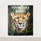 チーターの肖像画(ジャングルの背景) タペストリー (正面)