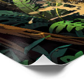 チーターの肖像画 ジャングルの背景 ポスター (コーナー)