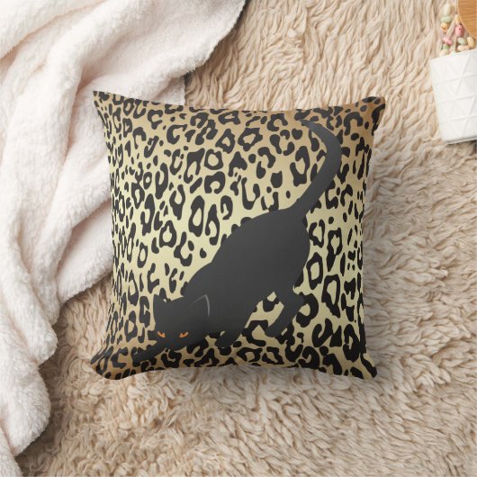 チーターの背景に黒いシルエット クッション (ブランケット)